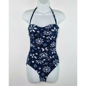 Bleu Rod Beattie $129 Blue Floral Bandeau Swimsuit